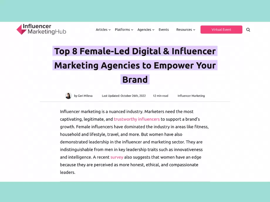 In The Press&colon; Elevate My Brand Named in Top 8 Female-Led Digital & Influencer Marketing Agencies to Empower Your Brand