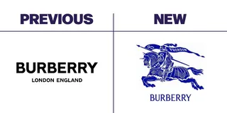 Before and after of Burberry's 2023 rebrand
