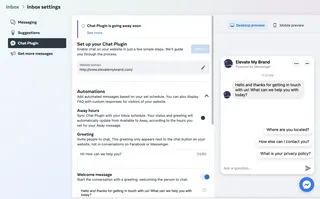 Facebook Page inbox settings screen