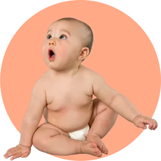 A white baby in a diaper
