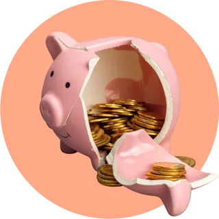 A broken piggy bank