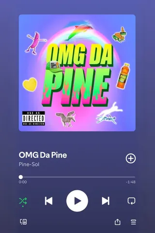 A Spotify music player screenshot of Pine-Sol's "OMG Da Pine" track