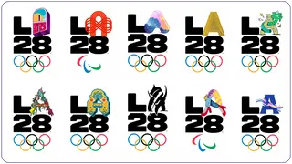 Variations of the LA28 logo