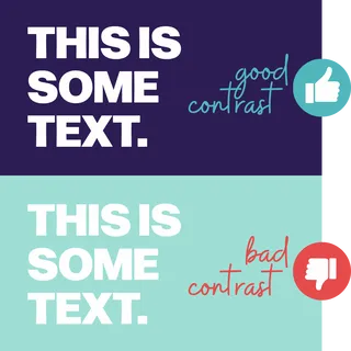 Two instances of "this is some text," one with high color contrast and one with low contrast