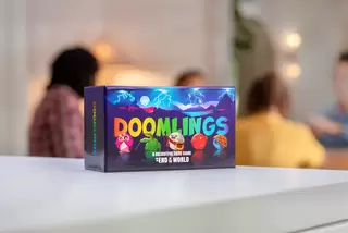 Doomlings board game sits on a countertop