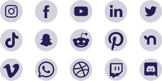 A grid of social media logo icons