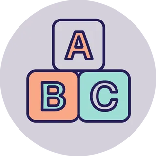 An icon of building blocks with the ABCs on them
